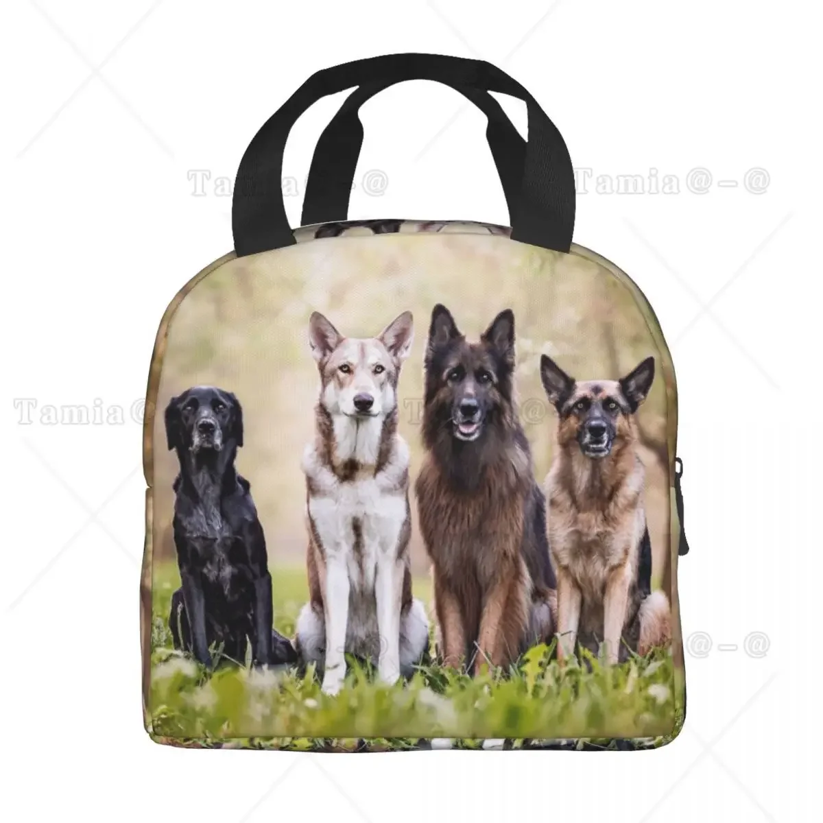 German Shepherd Dog Thermal Insulated Lunch Bag Women Animal Pattern Resuable Lunch Tote for Outdoor Picnic Storage Food Box