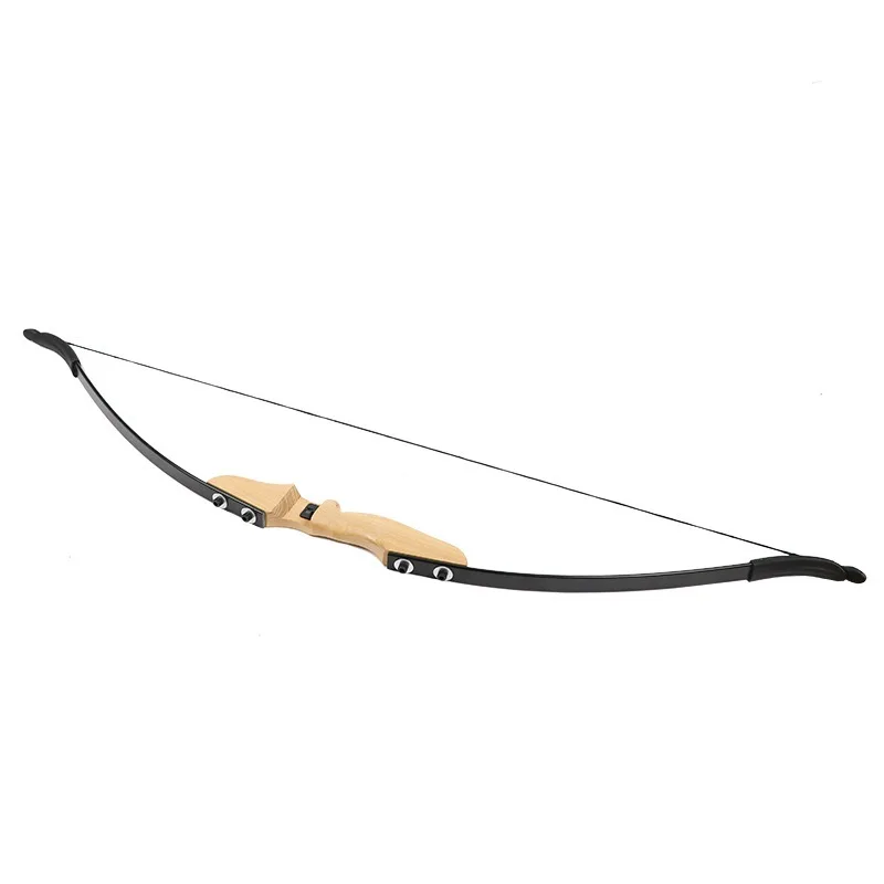 51'' Right Hand Wooden Handle Recurve Bow Black Original Wood Riser for Youth Beginner Practice and Outdoor Shooting