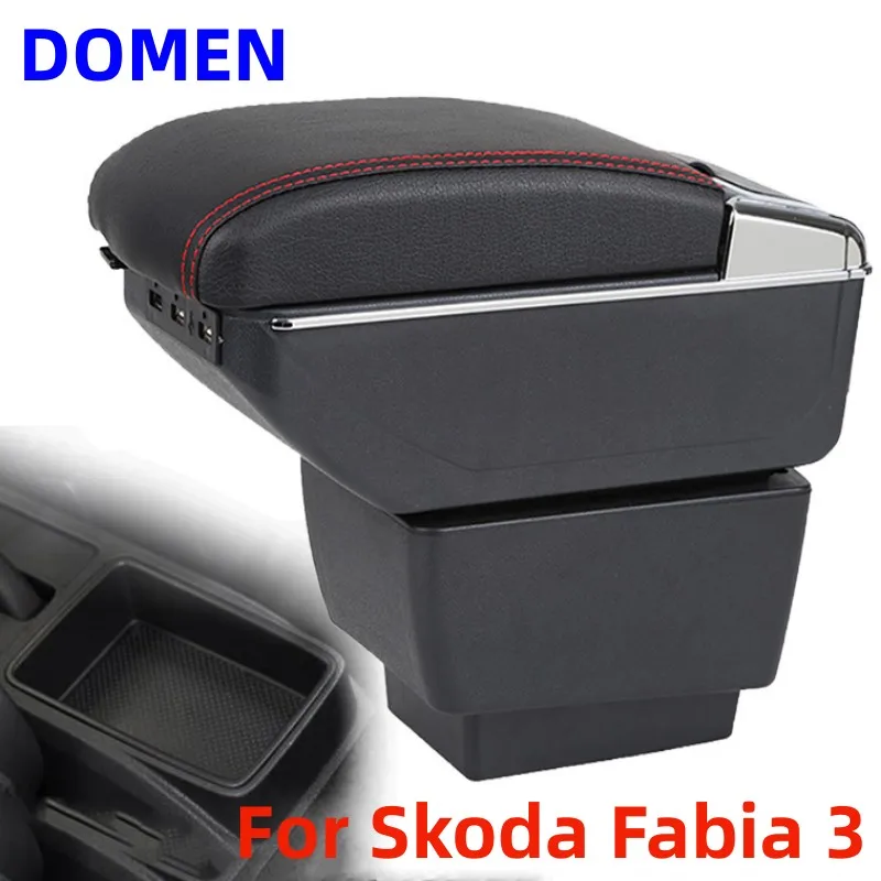 

For Skoda Fabia 3 Armrest box Original dedicated central armrest box modification accessories Dual Layer USB Charging