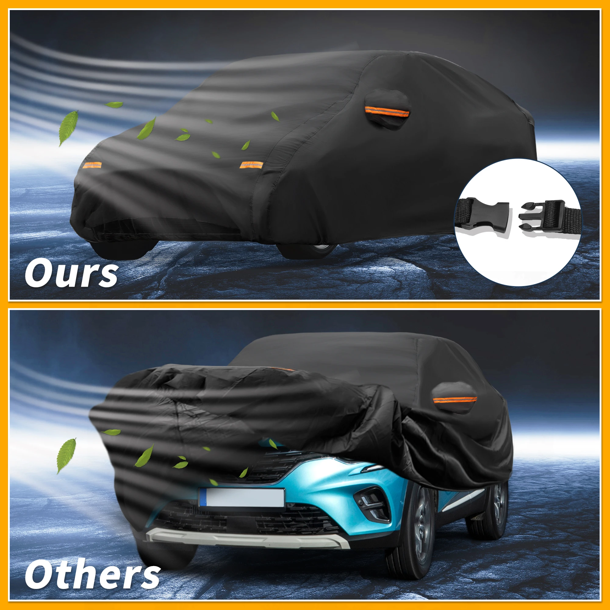 Uxcell Penutup Mobil Tahan Air Segala Cuaca untuk Renault Captur 2013-2021 Hitam 190T-Pu