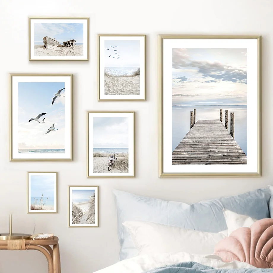 1PC frameless decorative art print,Summer Sea Ocean Beach Landscape Nature Wall Art Canvas Nordic Poster Print for Bedroom Decor