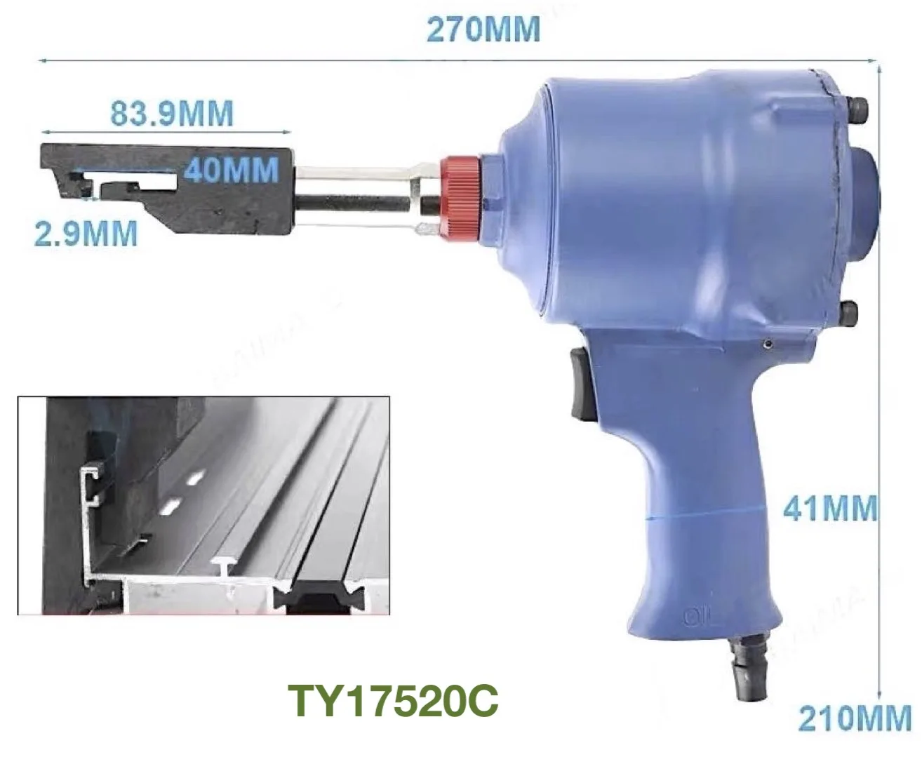 TY17520C Window Sliding Trail Pneumatic Punchers To Make Vertical Drainage Holes Hidden Weep Holes Punching on C Shape Channel