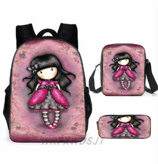 

3D Printed School Bags for Student, Harajuku, Popular, Santa, Gorjuss, Laptop, Backpack, Backpack, Tilt Shoulder Bag, Pencil Cas