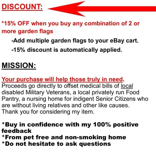 BRIARWOOD LANE Sleeved Garden Flag 12.5 x 18 REMEMBER OUR TROOPS Patriotic NEW PPZ