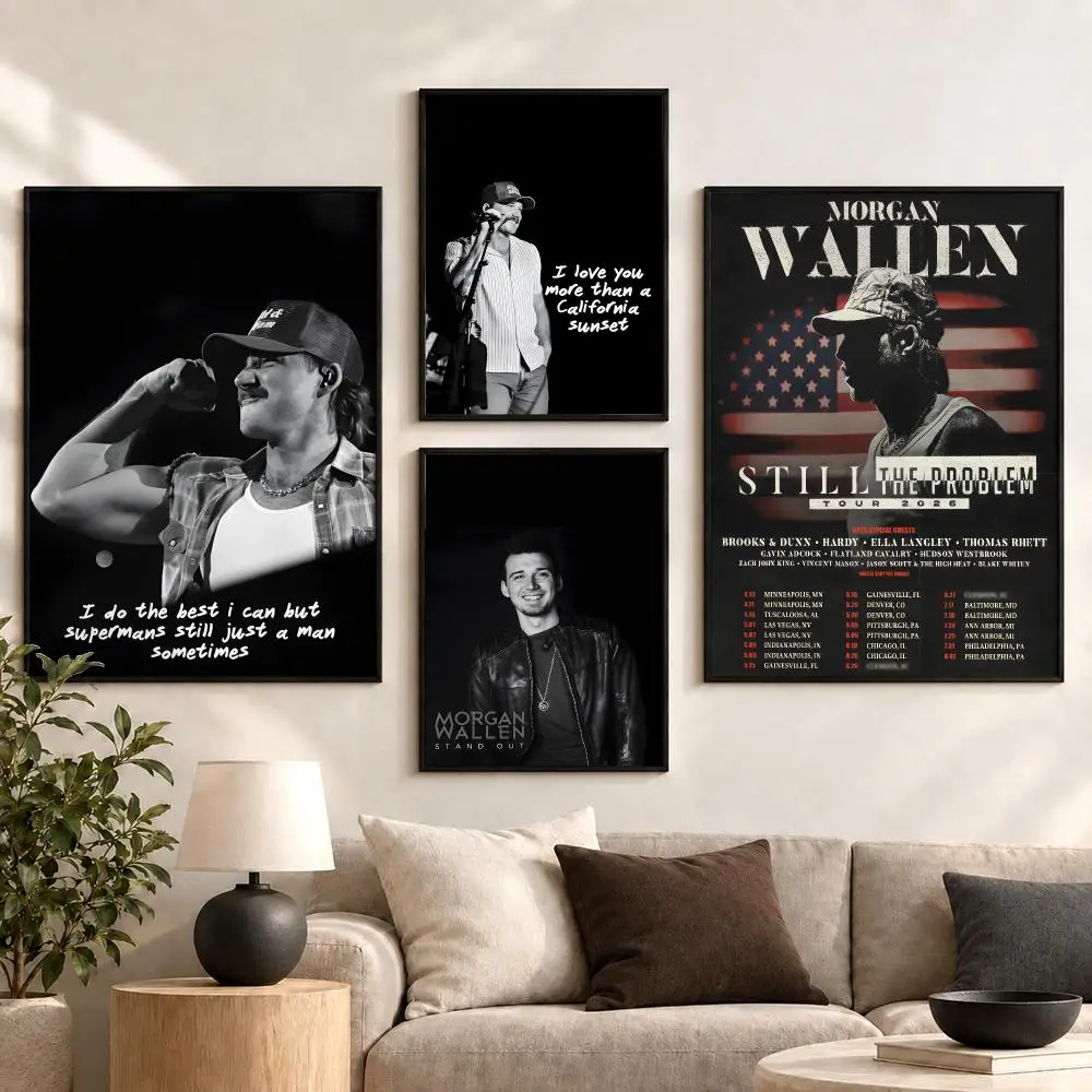 Morgan Wallen Country Singer Rustic Music Portrait Poster Aesthetic Art Print for Bedroom & Living Room Decor, Unframed