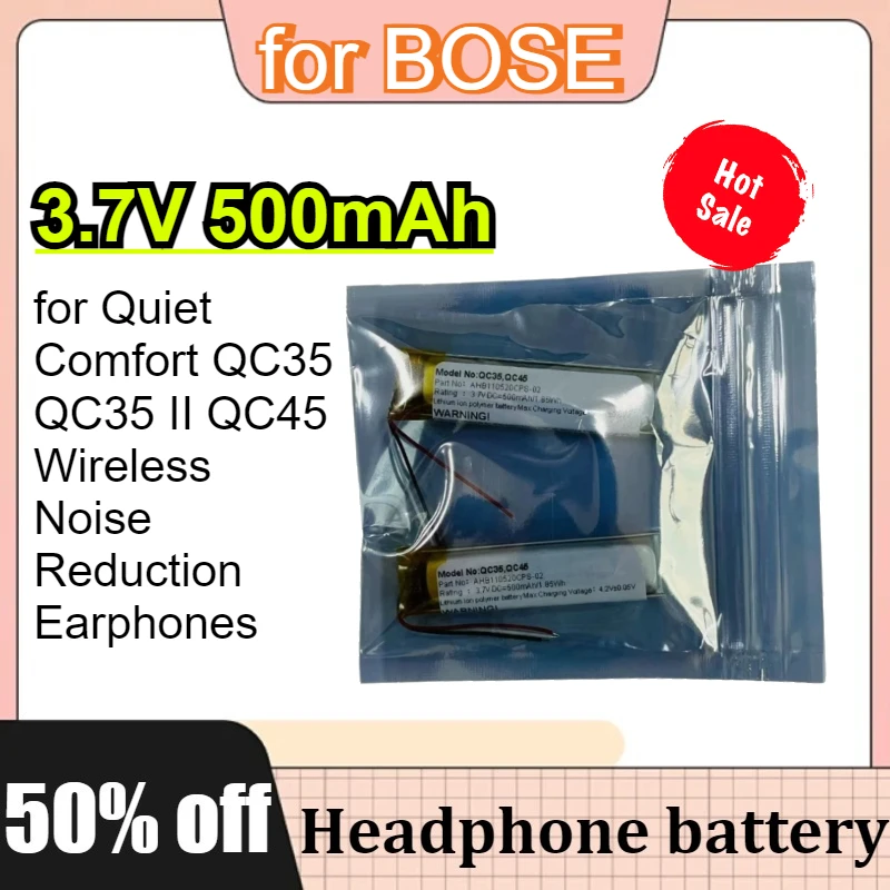 

3.7V 500mAh for BOSE Quiet Comfort QC35 QC35 II QC45 Wireless Noise Reduction Earphones Battery