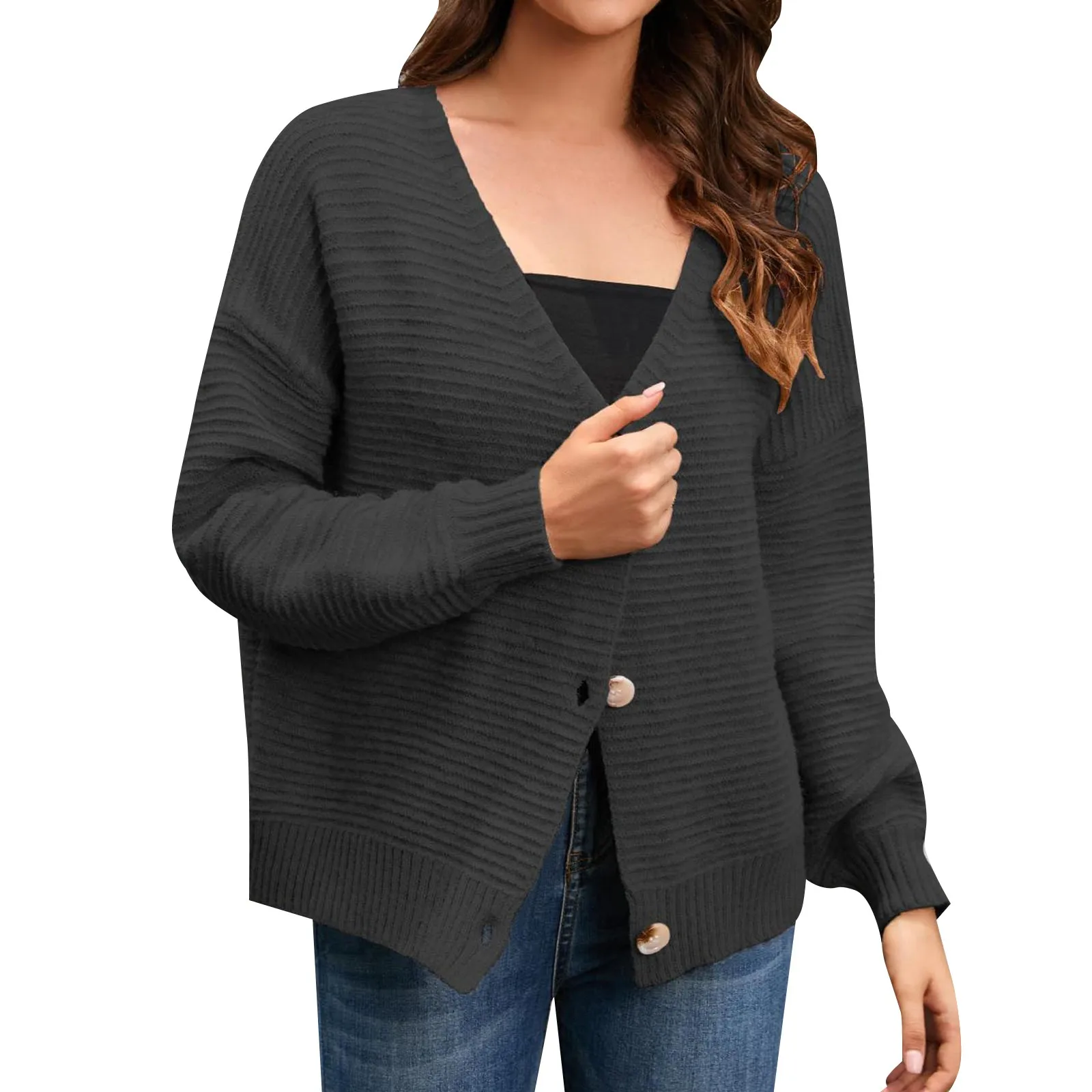 

Women's Fashion Short Knit Cardigan Loose Single Breasted Sweater Coat