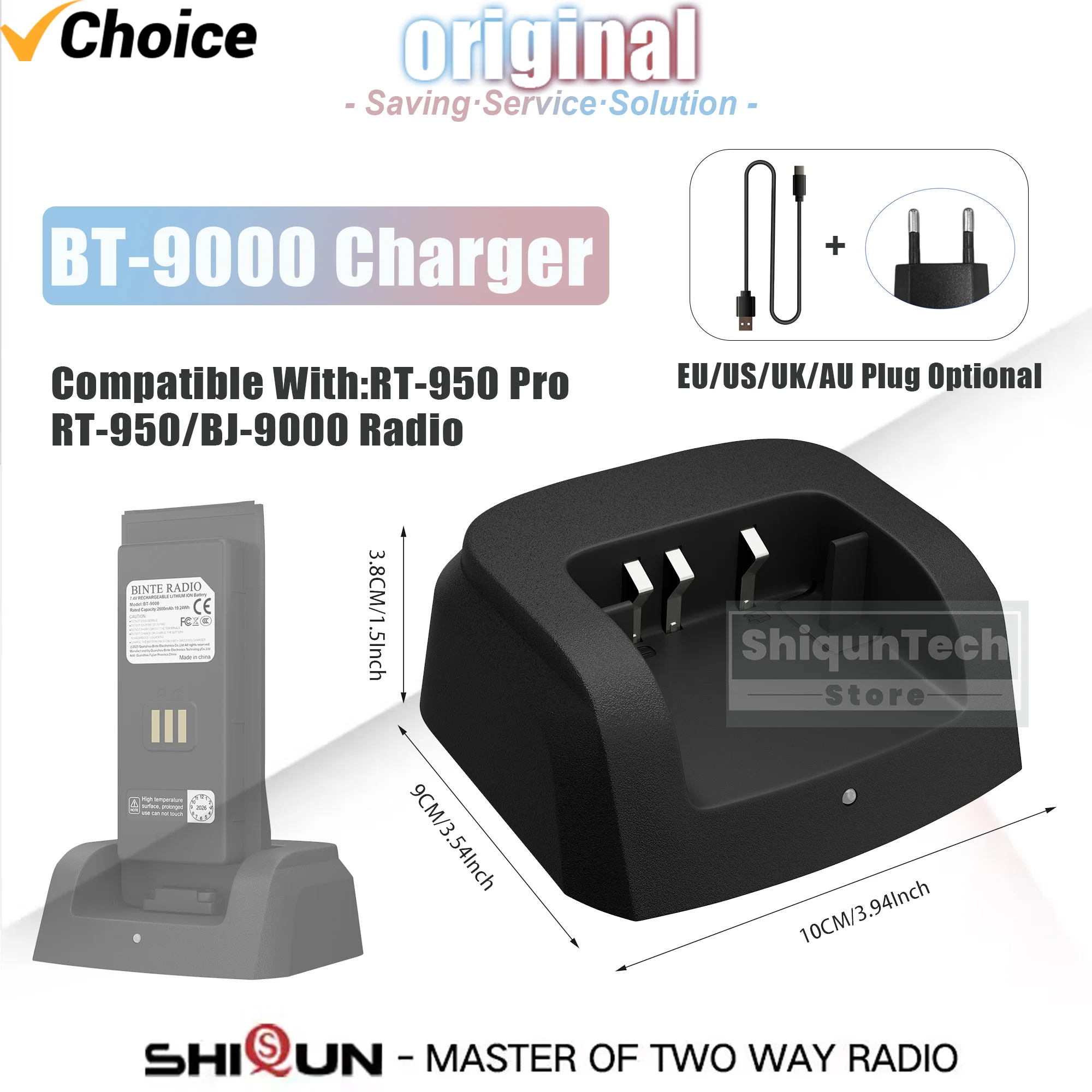 

BT-9000 Walkie Talkie Desktop Charger RT-950 PRO Battery Charger Base Compatible With BJ-9000 RT-950 Ham Radios EU/US/UK/AU Plug