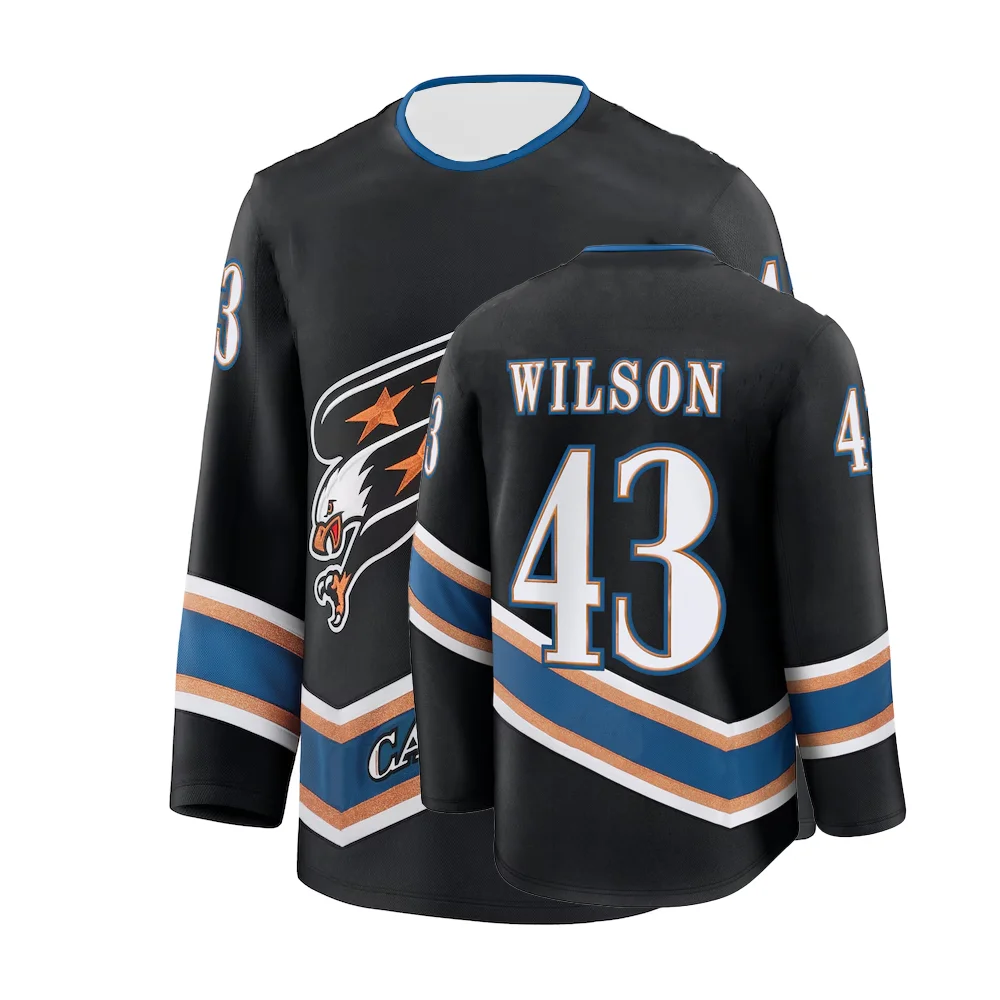 Unisex americano 2025 Washington New Players Home Ovechkin impreso en 3D # 8 Camiseta de hockey con cuello redondo y manga larga para adultos y niños