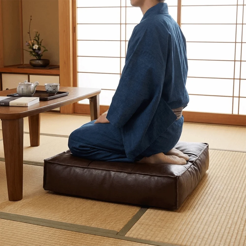 Multi-functional PU Leather Tatami Sitting Mat Square Thickened Sofa Stool Cover Soft Waterproof Storage Bag Bay Window
