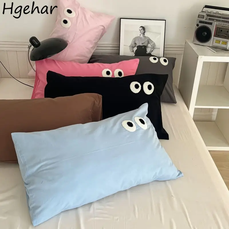 Cartoon Big Eyes Pillow Case 1/2pcs 48x74cm Washable Soft Breathable Bedding Cute Dormitory Household Pillowcase Protect Hair