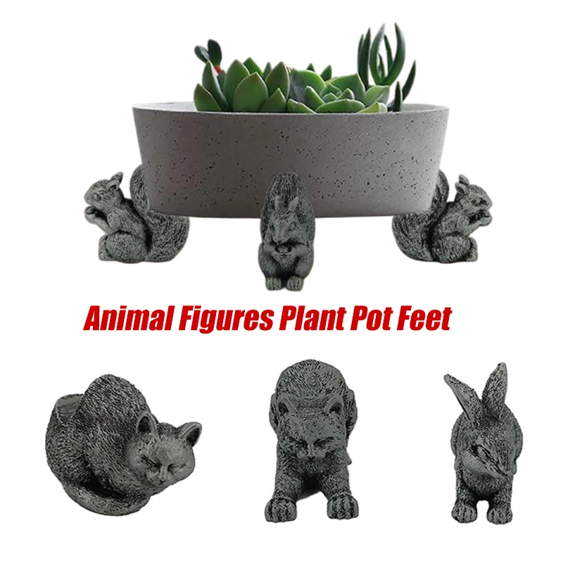 

3Pcs/set Flower Pot Feet Animal Figures Plant Pot Feet For Outdoor Support 3 Pack Animal Statues Plant Stand Resin Pot Feet