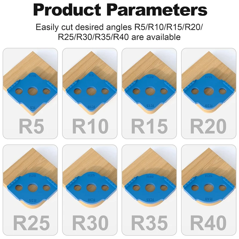 Modèles de routeur de gabarit de rayon, 4 pièces, modèles de routage de rayon d\'angle, haute dureté, routage ABS + CNC, coins arrondis, routeur