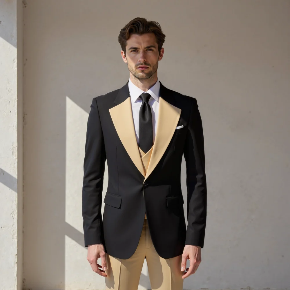 

Мужской костюм из трех предметов, приталенные костюмы для мужчин, смокинг для свадьбы, выпускного вечера, деловые мужские костюмы (пиджак + жилет + брюки)