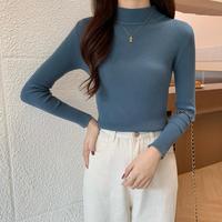 Real large-size long-sleeved sweater blouse blouse blouse blouse slim body tight half turtleneck sweater