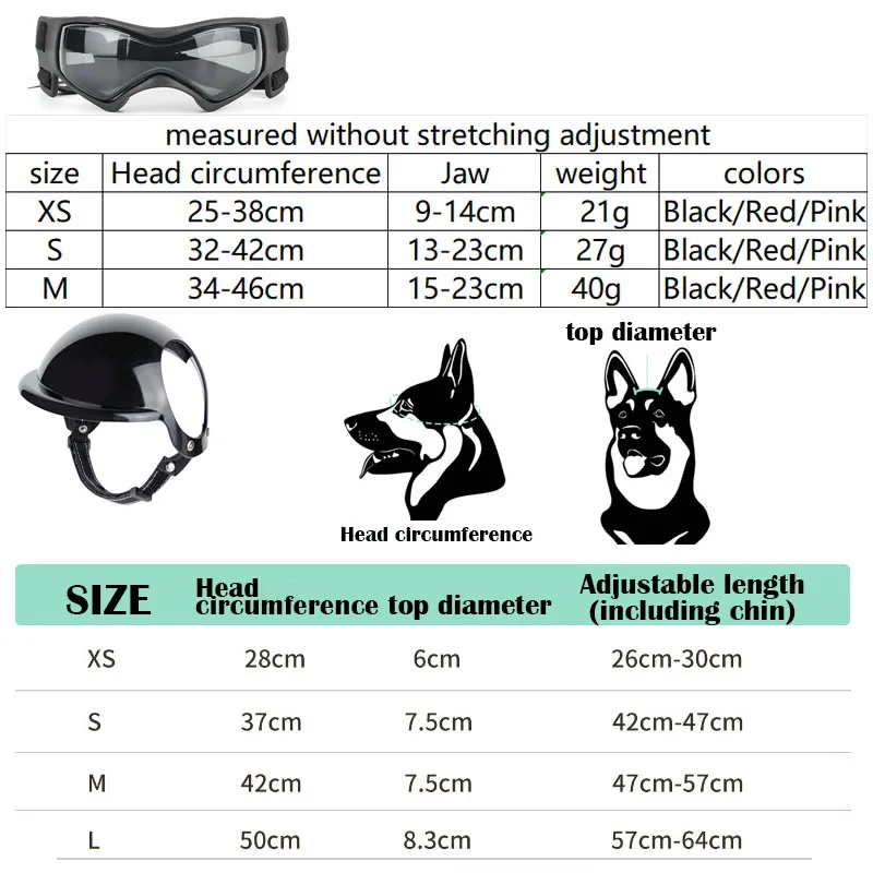 Dog Helmet and Dog Goggles Set Pet Safety Hat with Ear Holes Anti-UV Pet Sunglasses Head & Eyes Protection for Puppy Adult Cats - view 5