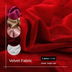 High Elastic Velvet Fabric By The Meter for Needlework Dress Curtain Skirt Diy Sewing Cloth Soft Anti-wrinkle Smooth Plain Red