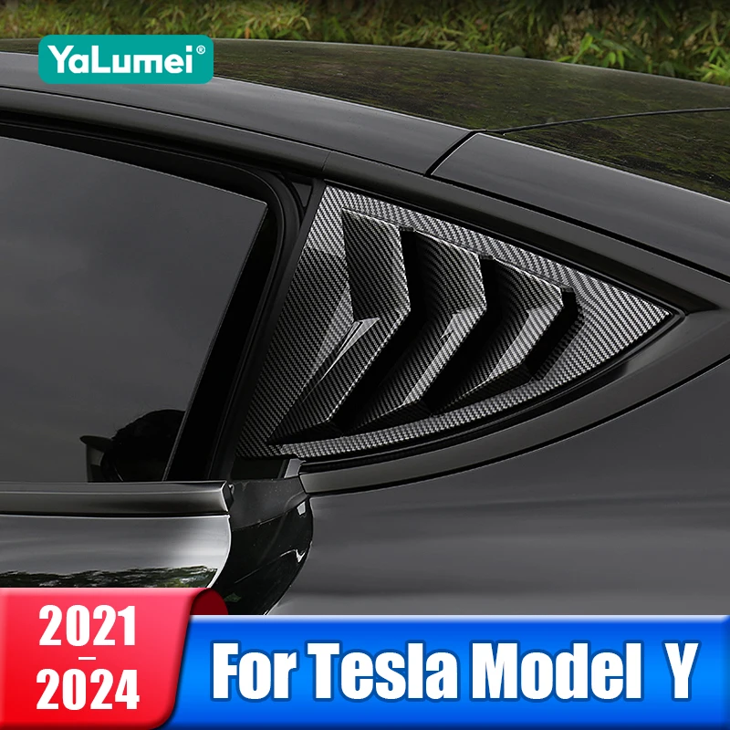 

Car Rear Side Window Louvers Shutters Blinds Cover Trim For Tesla Model Y 2021 2022 2023 2024 Accessories