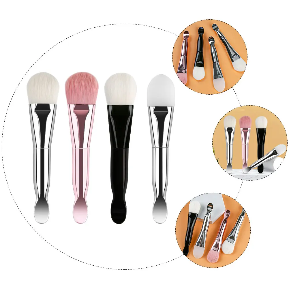

4pcs Facial Mask Brush Silicone Soft Reusable Smooth Beauty Tool Fits Face Contours Eyes Nose Area Applicator
