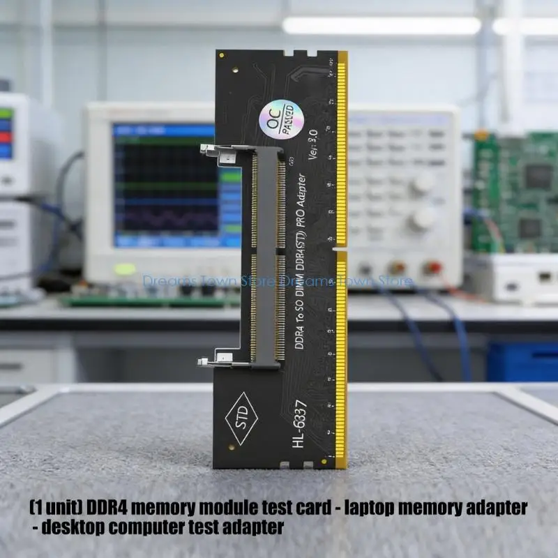 Desktop-Side DDR4 Module Check Card for Laptop SO-DIMM, DIMM Contact Board for Hardware Review, Service Table Diagnostics, and