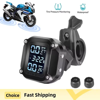 Sensores de presión de neumáticos inalámbricos TPMS para motocicleta, sistema de monitoreo de presión de neumáticos, Detector, Sensor externo de 2 ruedas para motocicleta