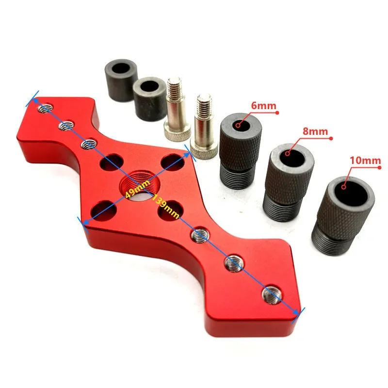 6/8/10mm Drilling Locator Alloy Vertical Pocket Hole Jig Wood Dowelling Self Centering Drill Guide Kit Hole Woodworking Puncher