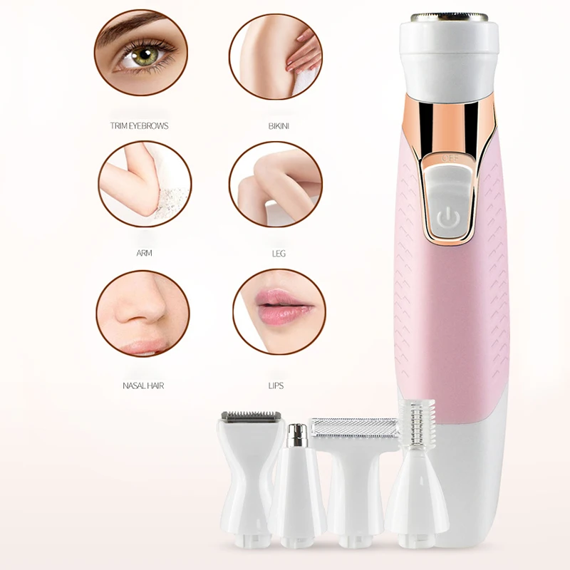 

5 in 1 Multifunction Painless USB Body Epilator Hair Remover Nose Beard Eyebrow Bikini Trimmer Female Shaver