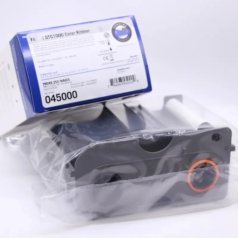 Fargo 045000 YMCKO Color Ribbon 250 prints Compatible with DTC1000