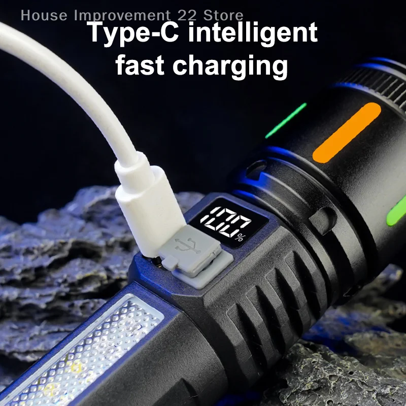 High Lumens Tactical Soptlight Long Range Flashlights Rechargeable Torch With Zoomable Waterproof For Emergencies Outdoors Home