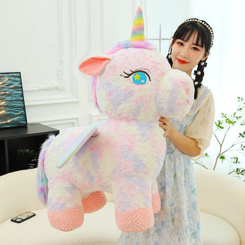 

27-55cm Lovely Dream Unicorn Plush Toys Rainbow Unicorn With Wing Fluffy Dolls Soft Stuffed Animal Pillow Girl Birthday Gift