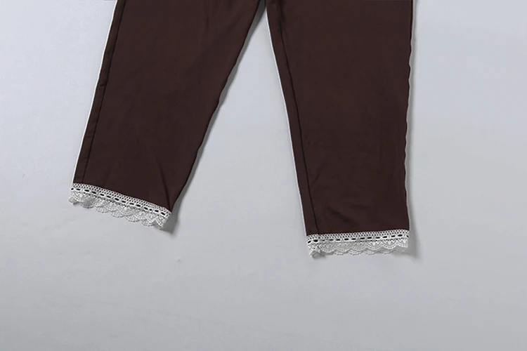 Weird Puss Spitzen-Patchwork 2-teiliges Set Damen Herbst-Trend Reißverschluss Kapuzenjacke mit langen Ärmeln + Skinny Crop-Hose High-Street-Style-Anzug – Detail 11