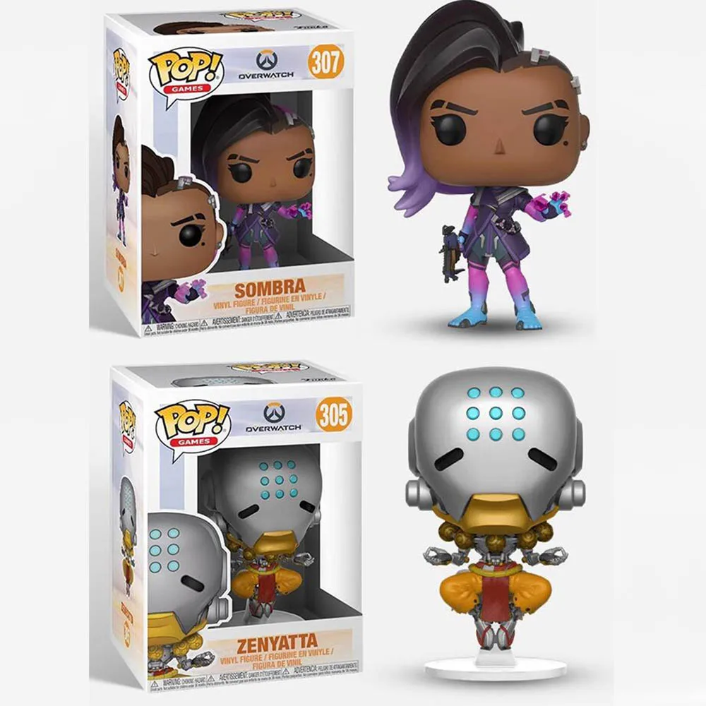Funko Pop Overwatch Sombra #307 Zenyatta #305 виниловая экшн-фигурка, игрушки, коллекционные куклы, подарки