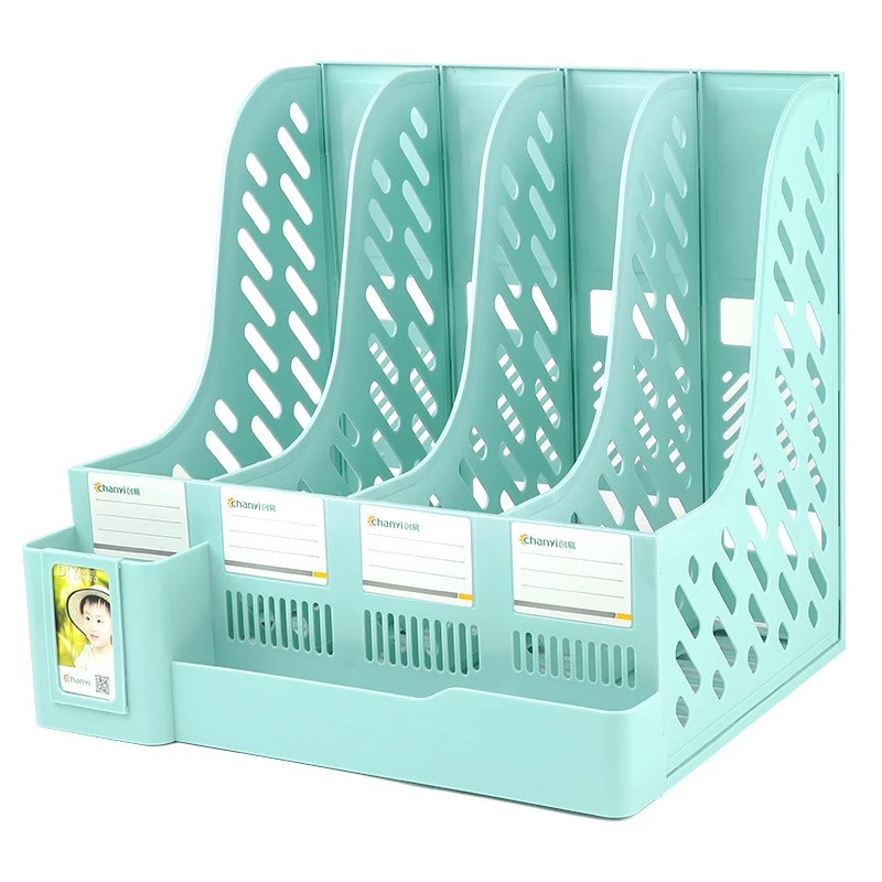 4 Column File Rack Desktop Organizer With Pen Holder Office Stationery Gift