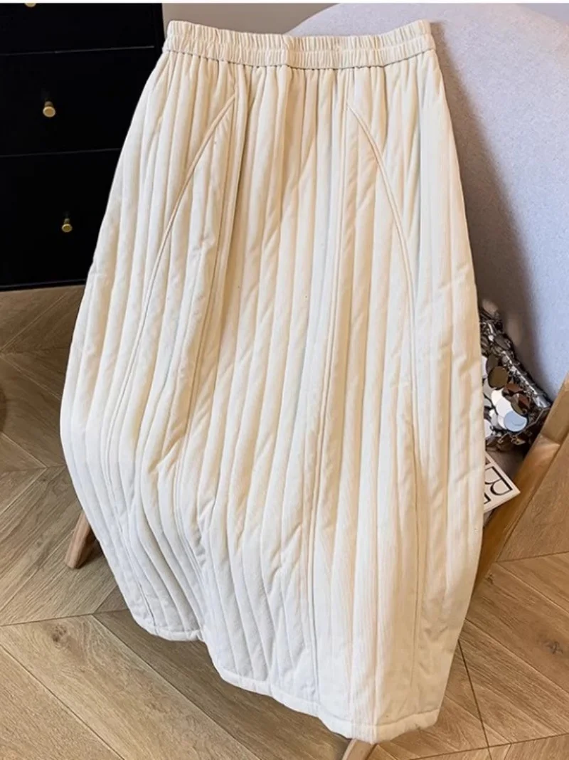 

Хлопковая вельветовая юбка из японской литературы, осень-зима 2022, женская теплая юбка с эластичной резинкой на талии Mujer Faldas W1337