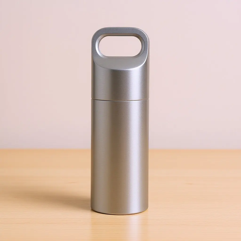 Mini Stainless Steel Pill Bottle Waterproof Seal Small Portable Keychain Pill Container for Capsules Tablets Medicine on The Go