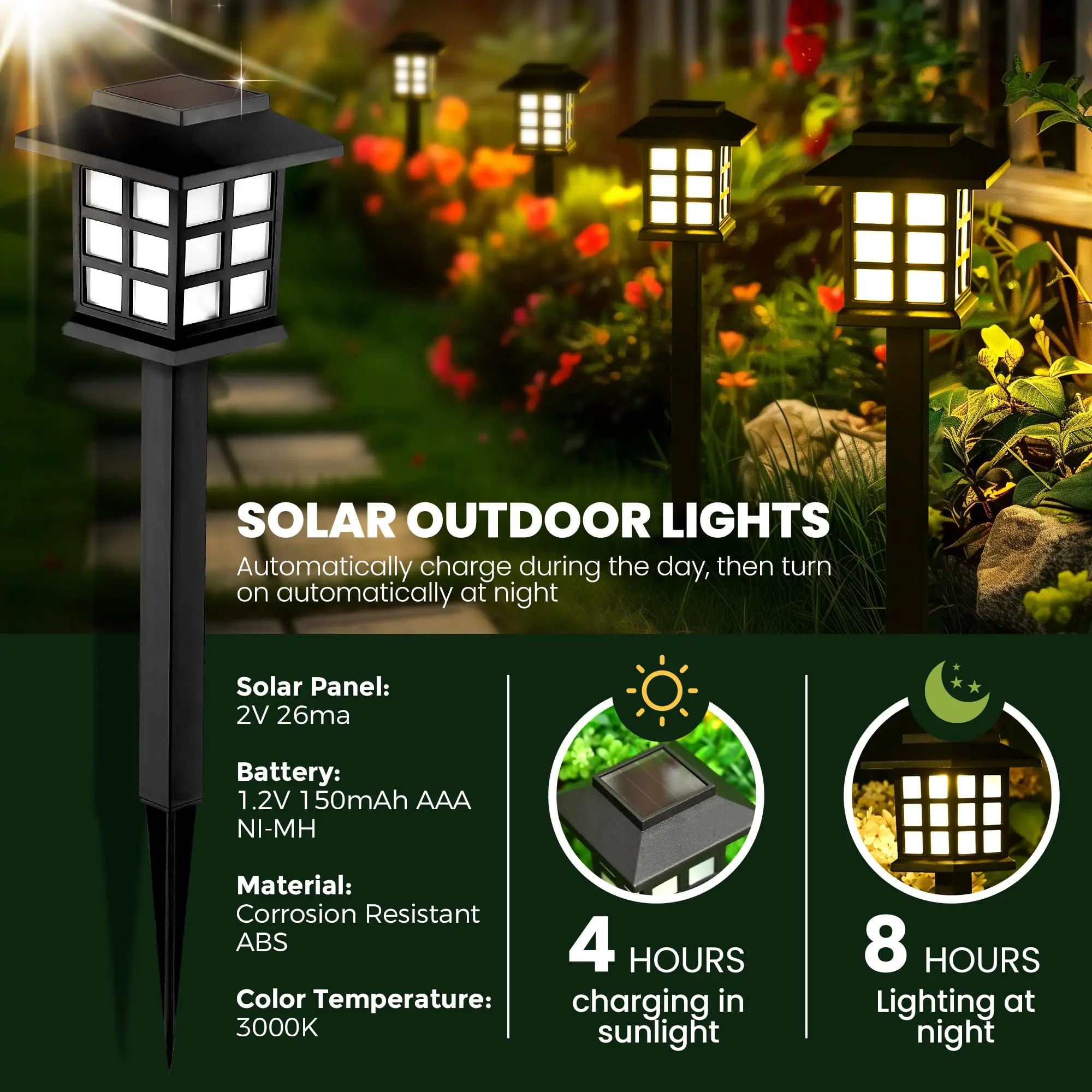 Imagem -04 - Outdoor Led Solar Lights Impermeável Caminho Luz Solar Passarela Lights Jardim Caminho Paisagem Quintal Pátio Entrada 212 Pack