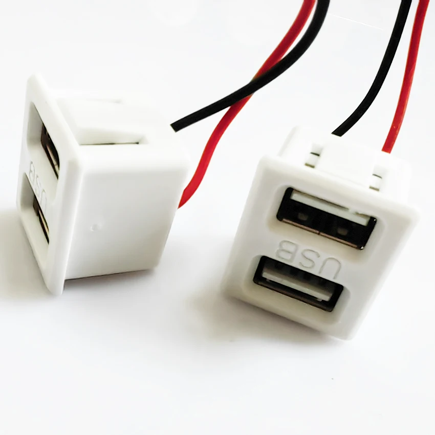 1Pcs Double layer USB female base type-c socket a female USB lamp charging socket power socket with cable connector