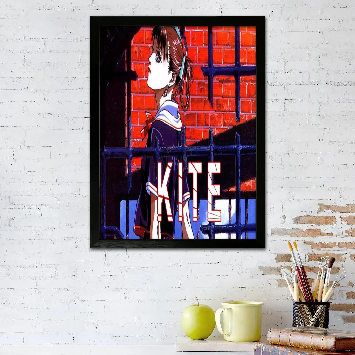 a kite ova cartoon Canvas Art Poster and Wall Art Picture Print, Modern Family Bedroom Decor Posters,Decorative painting