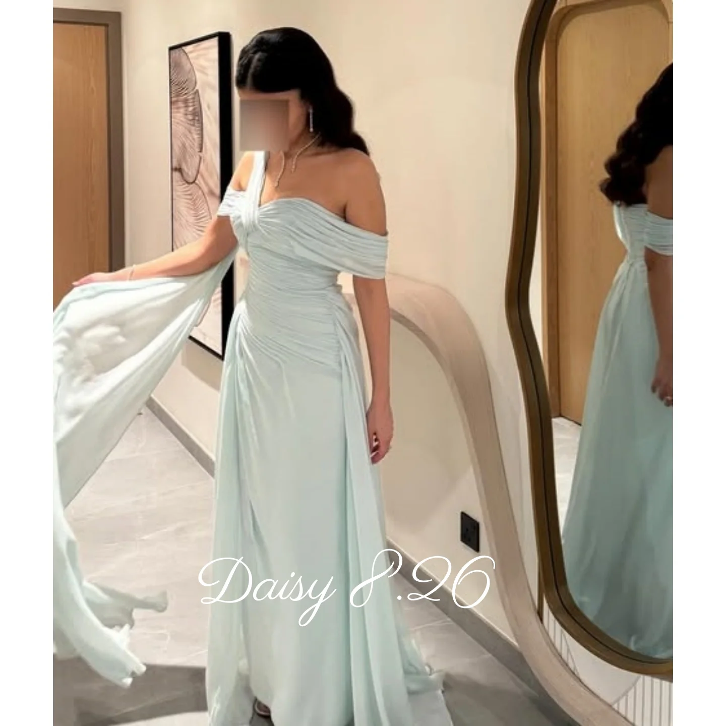 

Strapless Chiffon Evening Dresses Floor Length Formal Prom Dresses Off Shoulder Customized Women Maid of Honor Dress Party Gown