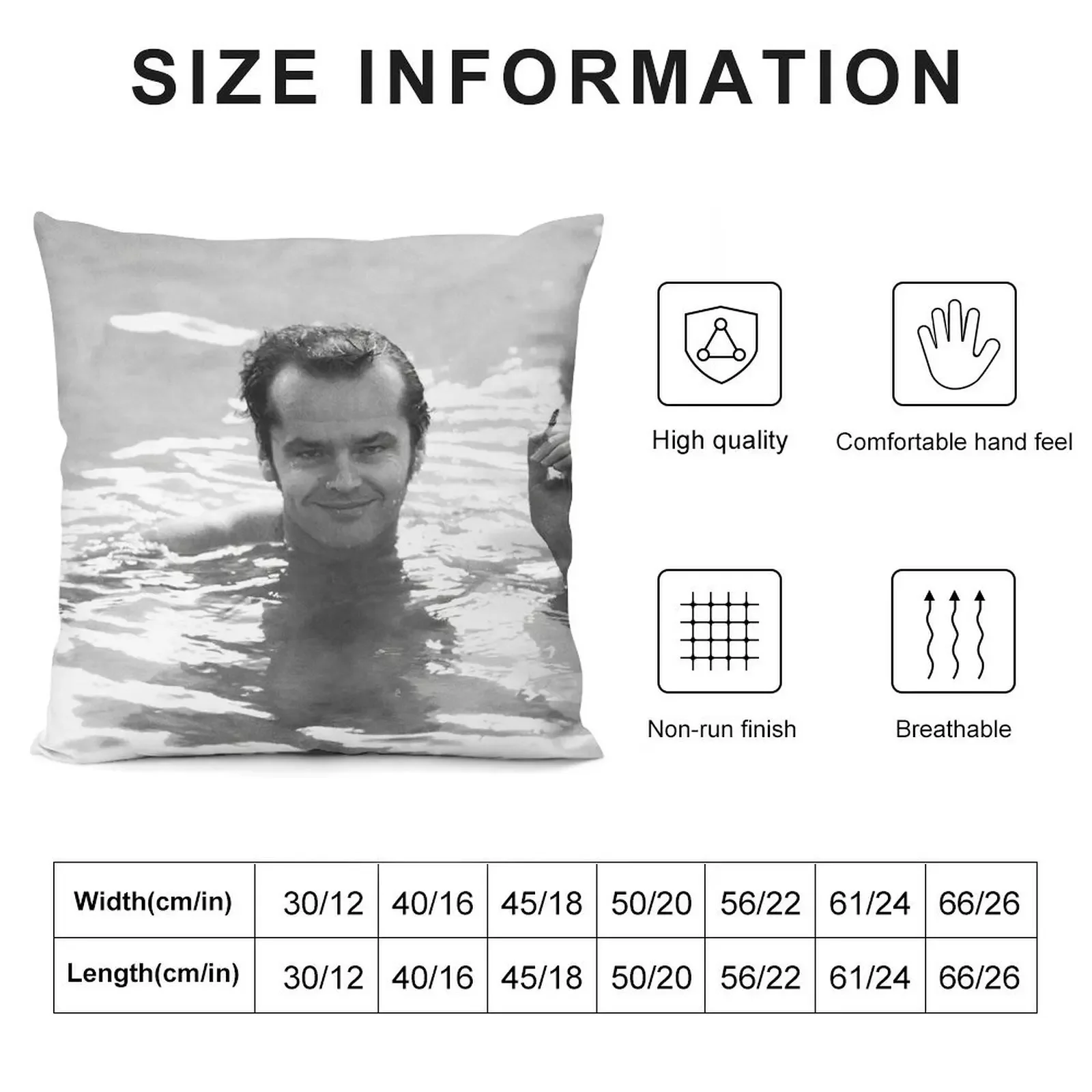 Jack Nicholson, Smoking in Pool, Retro Black and White Photograph Throw Pillow Pillowcases pillow