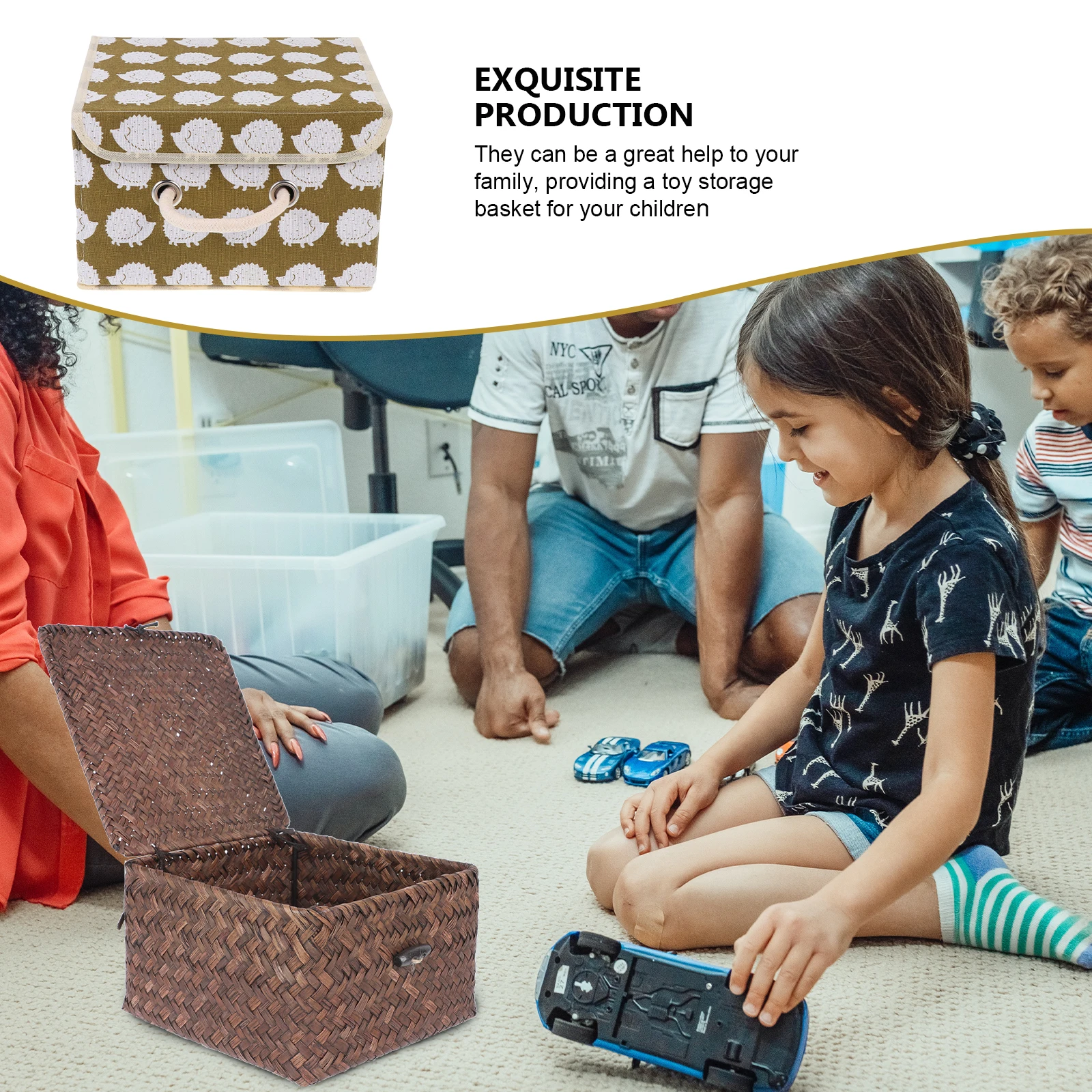 

1pc Sea Grass Woven Basket Sturdy Lightweight Desktop Organizer Sundry Storage Box Indoor Basket For Bedroom Living Room Book