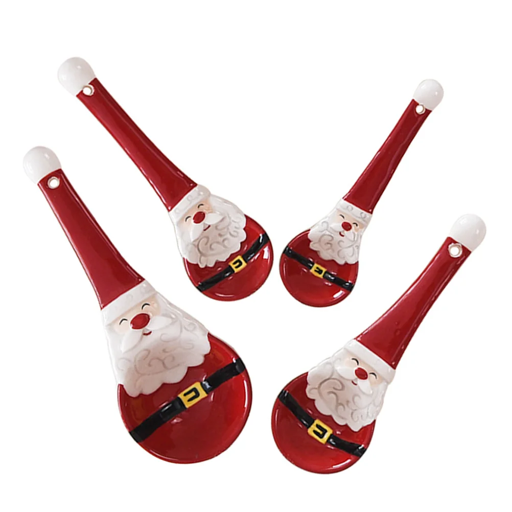 

1 комплект керамических мерных ложек на тему Санта-Клауса, рождественские кухонные инструменты, принадлежности для выпечки, очаровательный дизайн, легко чистится, долговечный