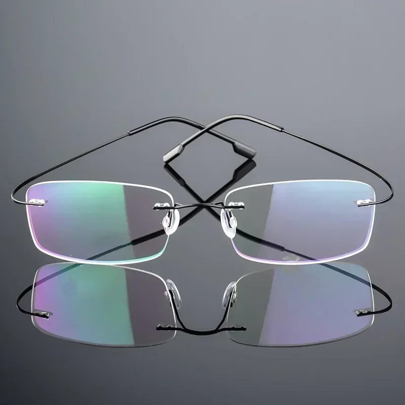 Ultralight Frameless Eyeglasses Titanium Alloy TR90 Glasses Frame Men High Quality Super Stretch Metal Temple Eyeglasses Frame