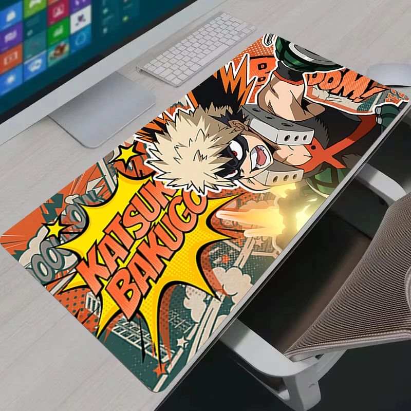 Mousepad Bakugou Katsuki My Hero Academia Computer Gamers Locking Edge Non-slip Mouse Pad Large XXL Keyboard PC Desk Mat