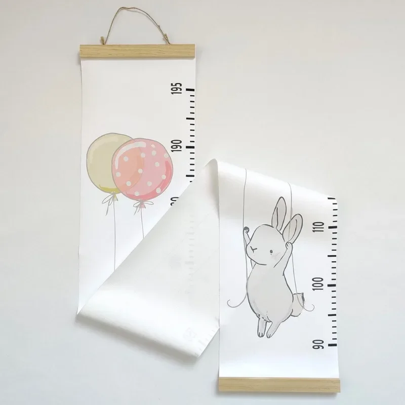 Cartoon Bunny Animals Height Guage Meters Wall Hanging Decoration for Children Kids Room Balloon Growth Chart Nordic Home Decor