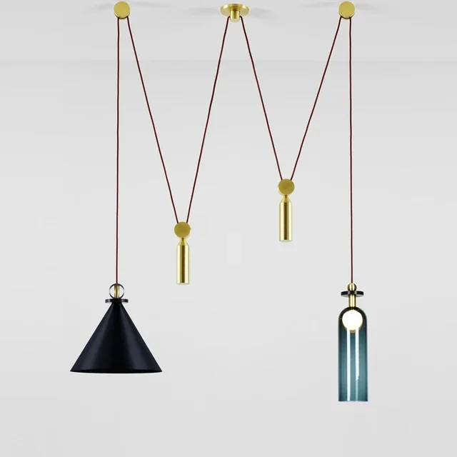 Modern Minimalist Adjustable Shape Glass Chandelier DIY Combination Suspension Lamps Restaurant Bar Bedroom LED Decorative Lamp