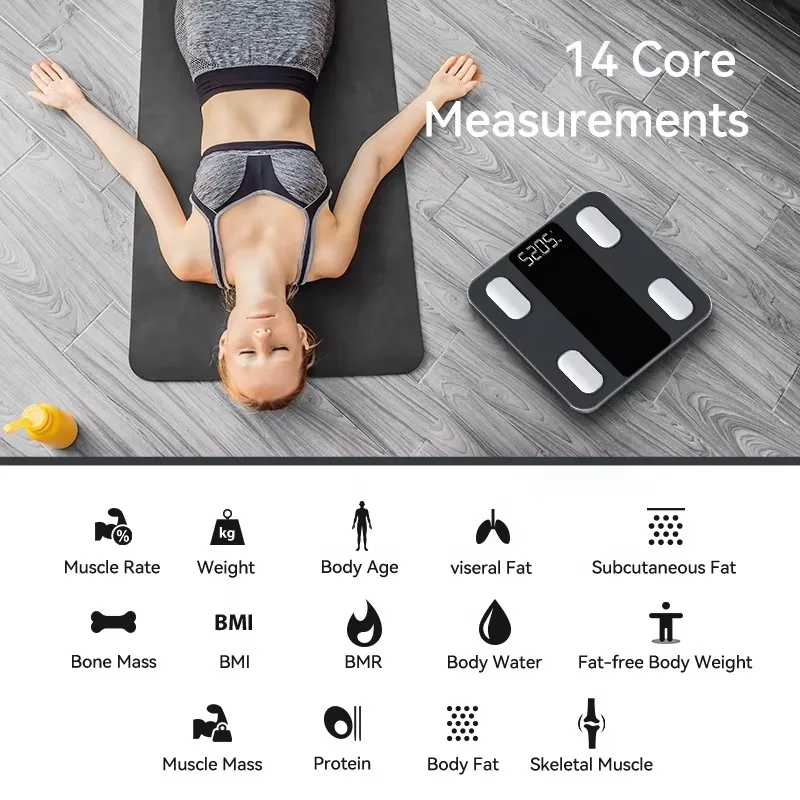 وزن الجسم كتلة الدهون ميزان الجسم مقياس الجسم الذكية نسبة الدهون أرقام موازين الحمام #3