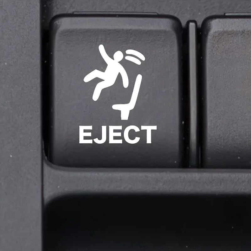 4PCS EJECT Sticker Funny Car Button Decal for Laptop Notebook Office Gadget Prank Cool Humor Accessory Novelty Gift
