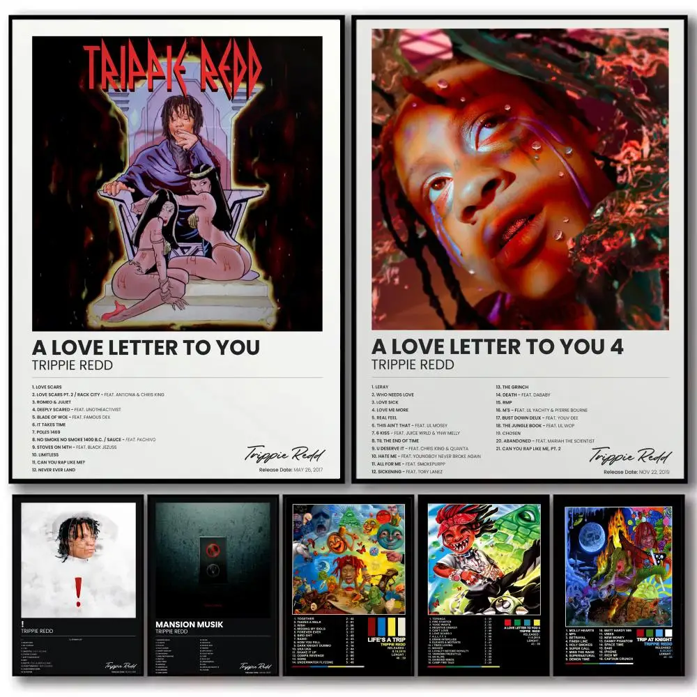 Rapper Music Pop Album T-Trippie Redd Poster Decorative Wall Art Stickers Mural Photo Print for Home Living Room Hallway Decor
