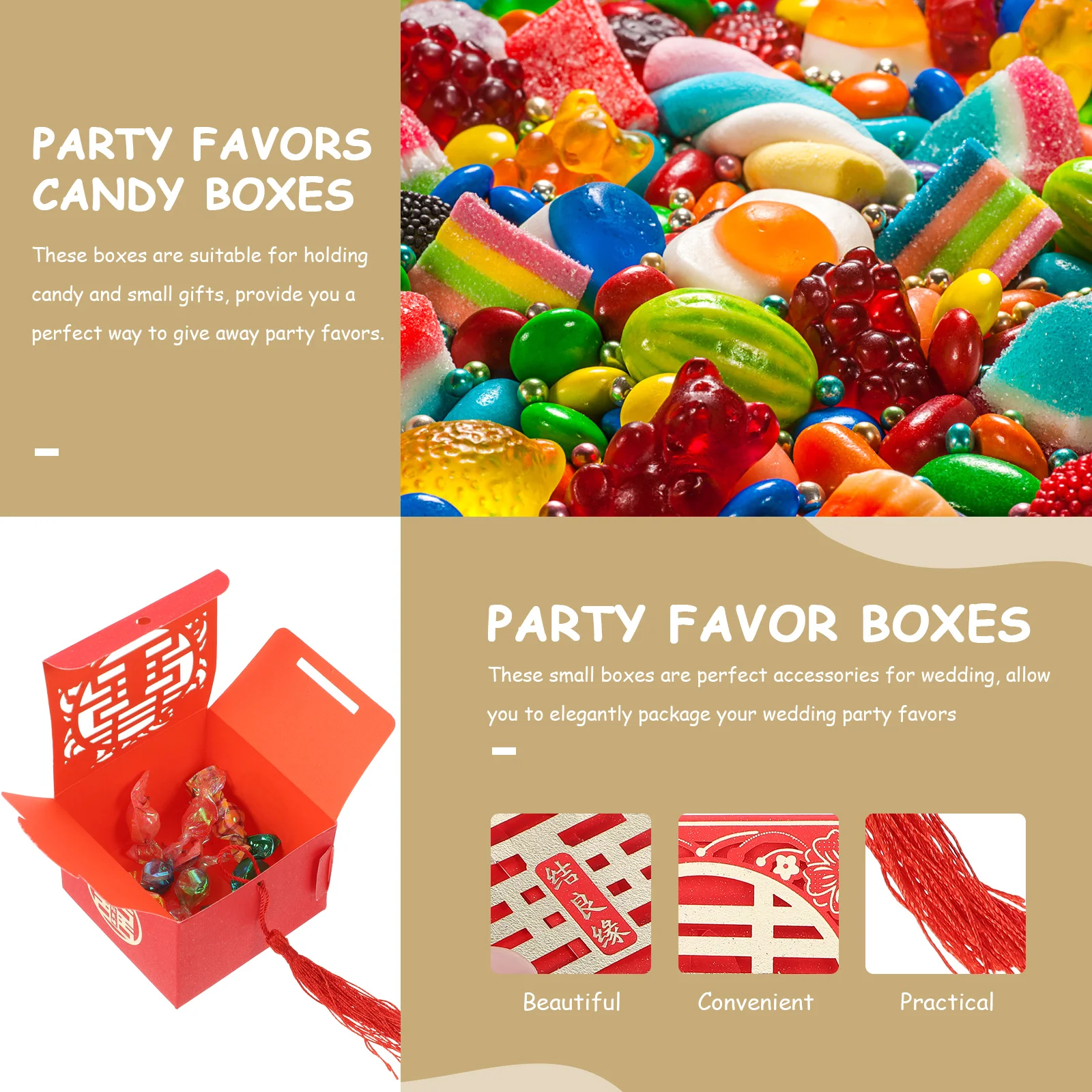 

10Pcs Chinese Style Wedding Favor Boxes Traditional Candy Gift Boxes for Party Decor Gift Box Wedding Candy Box